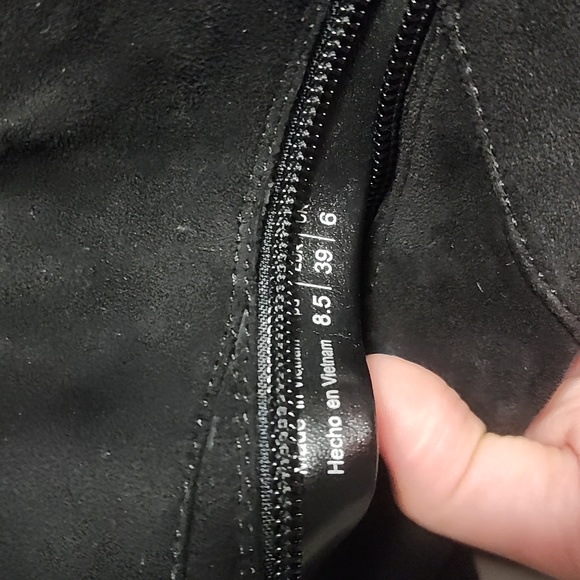 ALDO Adessi Over Knee Thigh High Block Heel Bow Tie Zip Black Suede Boots 8.5/39 - Picture 9 of 13